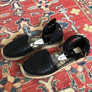 Dolce Vita Black Leather Espadrille Sandals